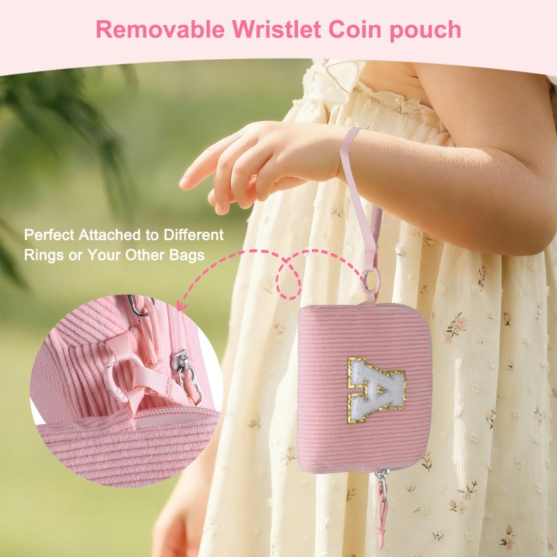 Gomens Easter Gifts Birthday Gifts for 4 5 6 7 8 9 10 11 12 13 Year Old Kids Girls, Cute Initial Crossbody Sling Bag Fanny Pack Belt Purse for Daughter Sister Teen Grandkids Personalized Gifts Pink A - Image 2
