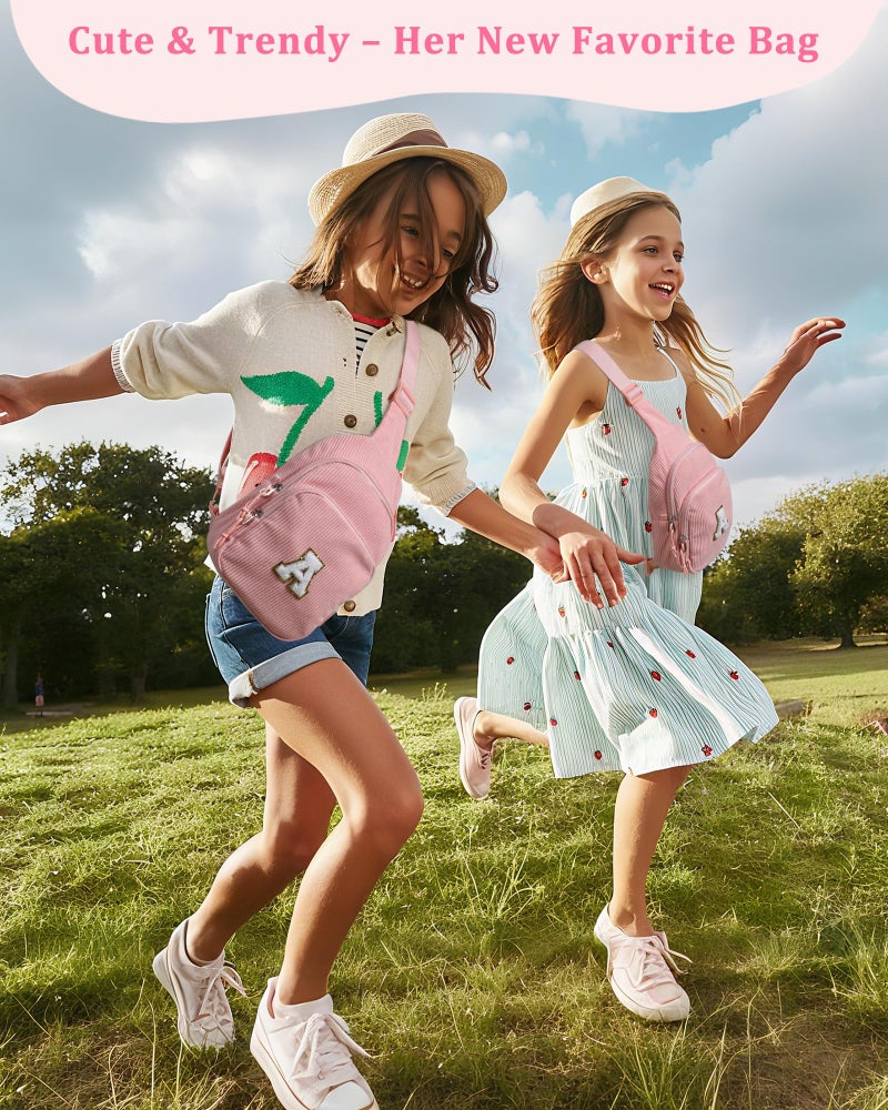 Gomens Easter Gifts Birthday Gifts for 4 5 6 7 8 9 10 11 12 13 Year Old Kids Girls, Cute Initial Crossbody Sling Bag Fanny Pack Belt Purse for Daughter Sister Teen Grandkids Personalized Gifts Pink A - Image 4