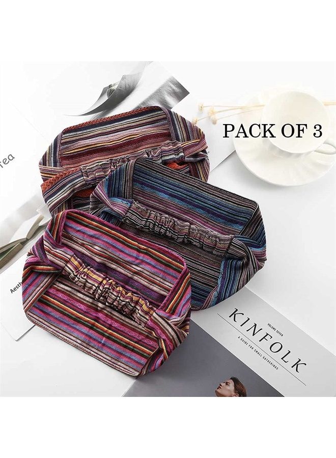 CAKURE Boho Wide Headbands African Head Wraps Stretchy Hairbands Stripe Turban Head Bands for Women and Girls Pack of 3 (Set1) - Image 4