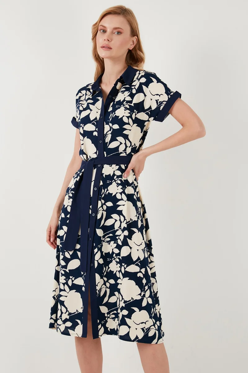 Lela Belted Regular Fit Midi Shirt Dress Women's Dress 66924552S4