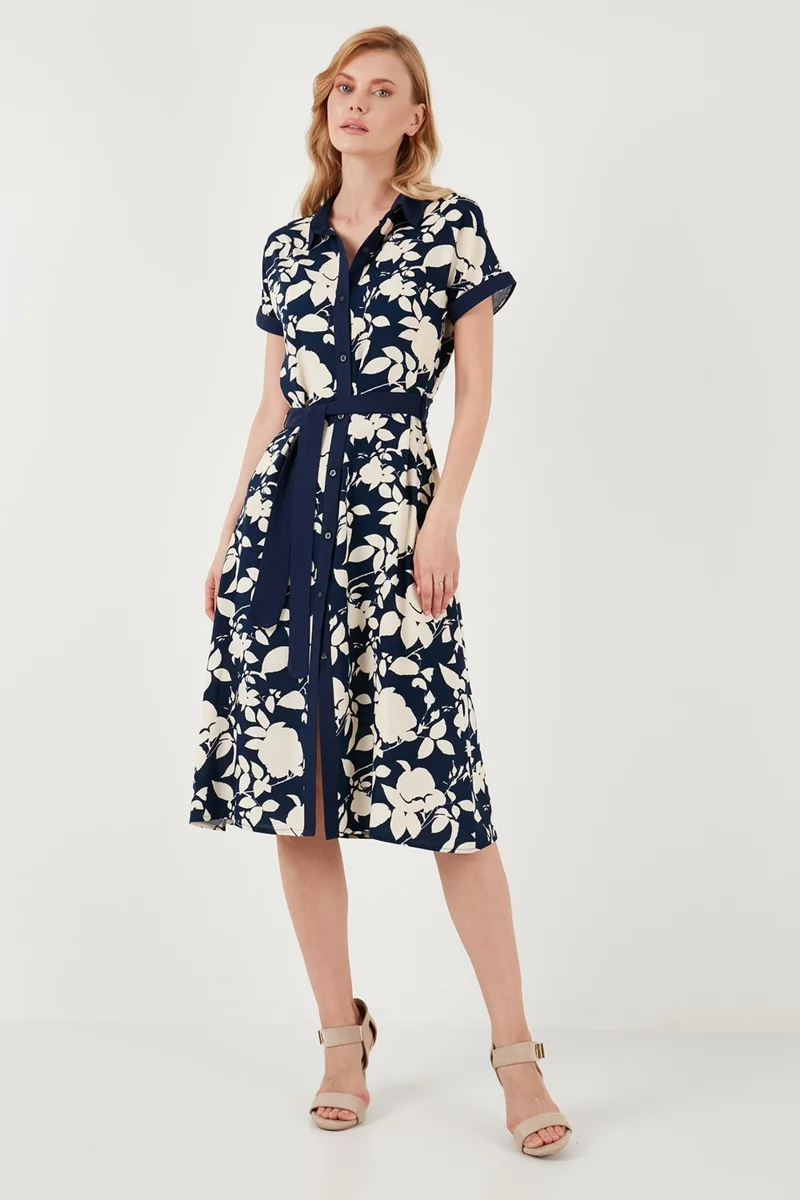 Lela Belted Regular Fit Midi Shirt Dress Women's Dress 66924552S4