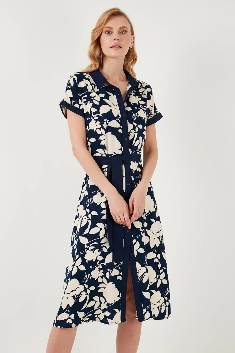 Lela Belted Regular Fit Midi Shirt Dress Women's Dress 66924552S4
