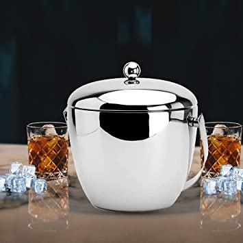 FINALITY Apple Shape Mirror Finish Ice Bucket Double Wall Insulated Stainless Steel Ice Box with Tong 18L Mirror Finish Ideal for Home Bar Accessories Perfect Ice Cube Box for Ice Bucket - Image 4