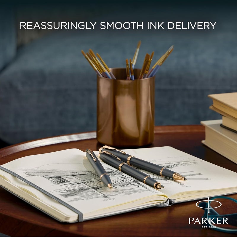 Parker IM Fountain Pen - Finishing Touch Collection - Slate Finish - Fine Nib with Blue Ink Refill - Gift Box - Image 5