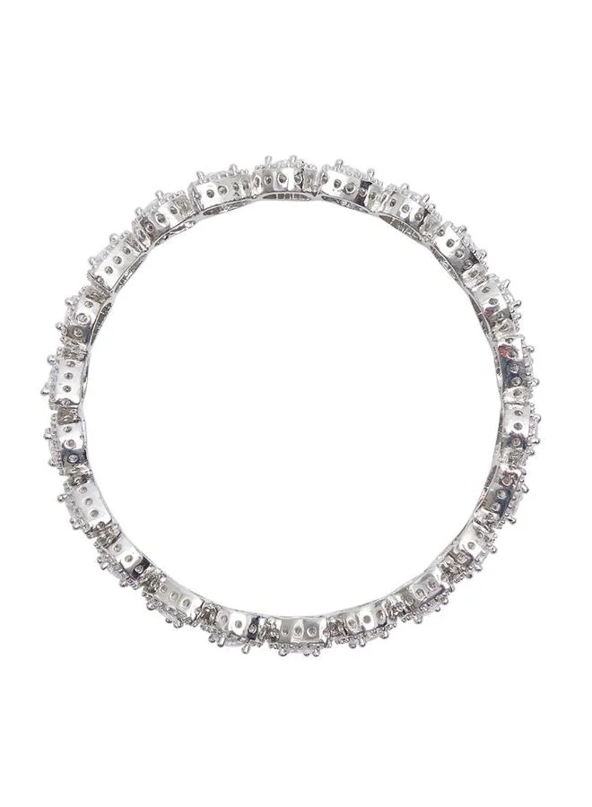 VOYLLA Pear Cut Cluster Setting Zircons Adorned Silver Plated Brass Bracelets