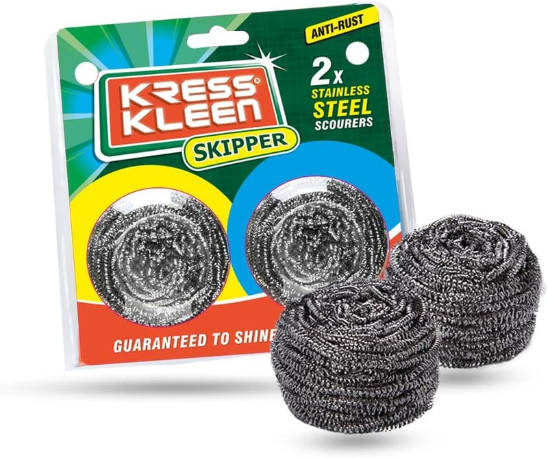 Nan KRESS Kleen Stainless Steel Scourers - 2 Pack, Anti-Rust Cleaning Pads - Image 1