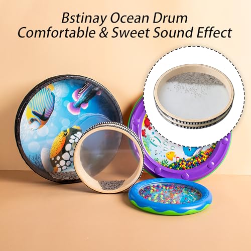 Bstinay Natural Color 10" Wave Bead Ocean Drum Musical Instrument Percussion - Image 3