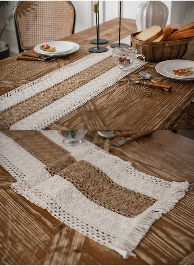 Natural Burlap Table Runner, Modern Farmhouse Decor Rustic Woven Cotton Crochet Lace 30*180cm - pzsku/Z52A91E2F09627A7A4857Z/45/_/1718354171/0def27a1-96c6-420b-a46d-f673e2f43f38