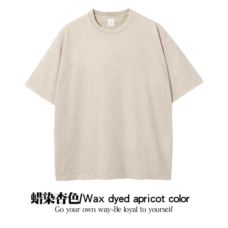 Code 230G American Washed Old Short Sleeve T-Shirt Tide Brand Explosions Men'S And Women'S T-Shirt Logo Printing - Image 1