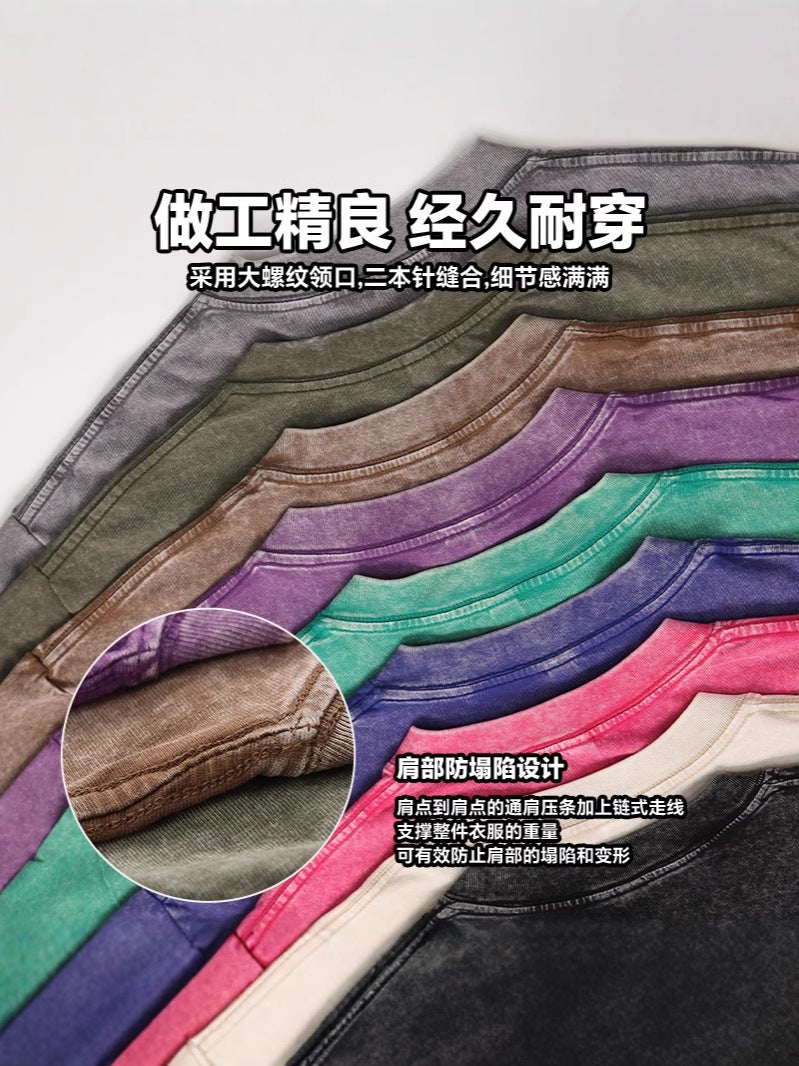 Code 230G American Washed Old Short Sleeve T-Shirt Tide Brand Explosions Men'S And Women'S T-Shirt Logo Printing - Image 5