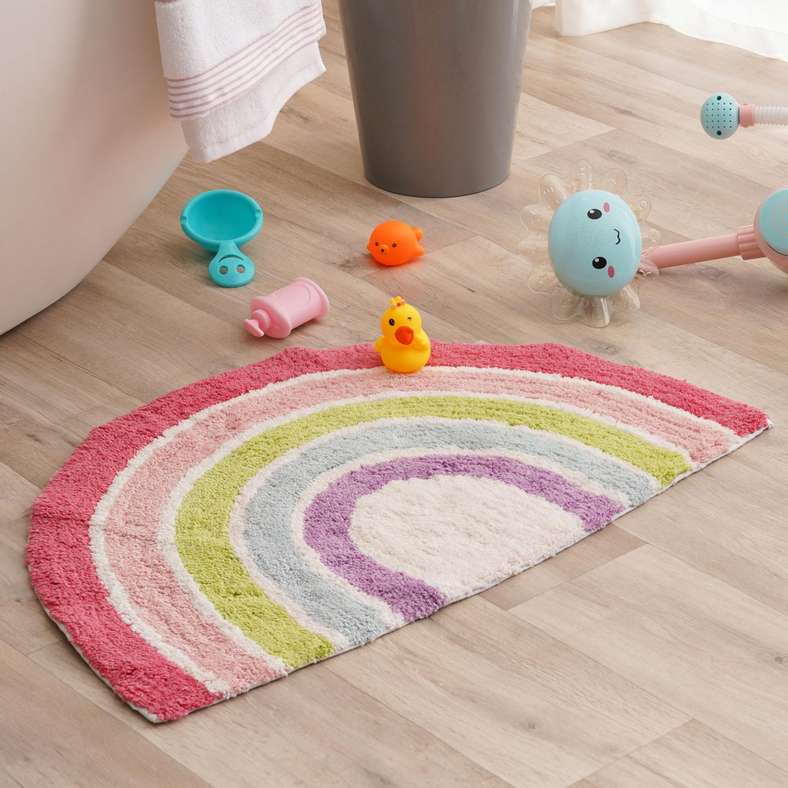 Pan Home Rainbow Bathmat for Kids - Pink