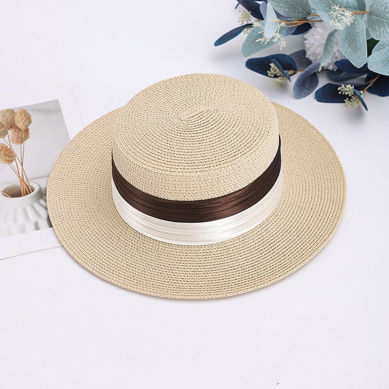 Summer Fedora Hat Women Color Strap British  Beach Straw Hat - Image 3