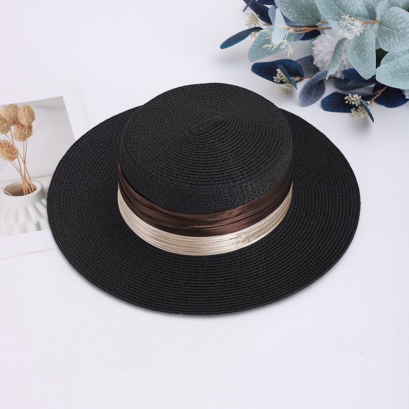 Summer Fedora Hat Women Color Strap British  Beach Straw Hat - Image 1