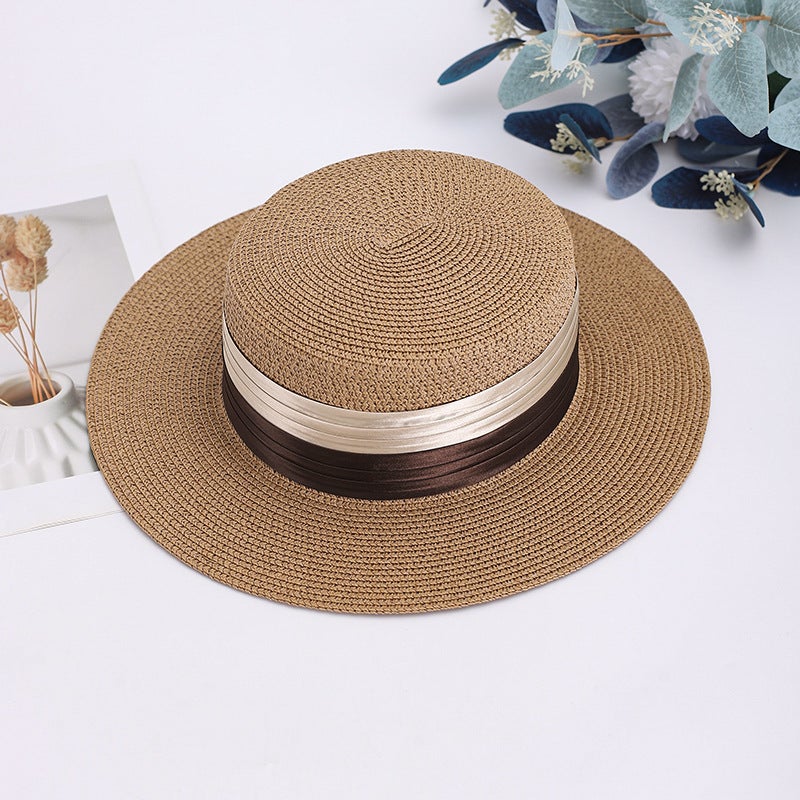 Summer Fedora Hat Women Color Strap British  Beach Straw Hat - Image 2