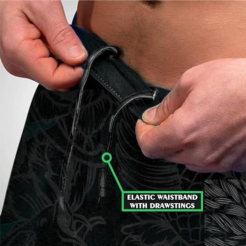 AKIBA Combat/MMA Sublimation Printing Shorts with Embroided Logo for Training & Kickboxing: Fighting Shorts for Martial Arts, Cage Fight, Muay Thai, BJJ, Boxing, and Grappling (in, Alpha, S) Green - Image 3