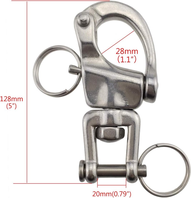 keehui Pair of 2-3/4inch Jaw Swivel Snap Shackle 316 Stainless Steel for Sailboat Spinnaker Halyard - Image 2