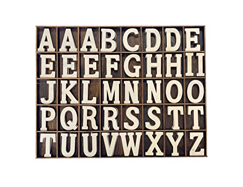 Cregugua 205 Pieces 2 Inch Wooden Letters Wood Alphabets for Crafts,Organized with Extra Common Letters - Image 1