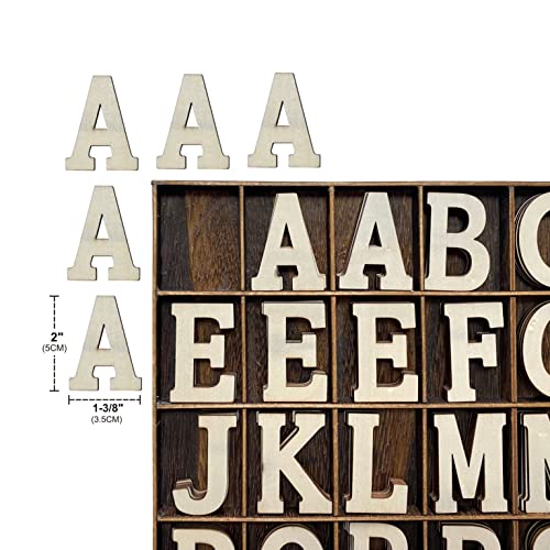 Cregugua 205 Pieces 2 Inch Wooden Letters Wood Alphabets for Crafts,Organized with Extra Common Letters - Image 2