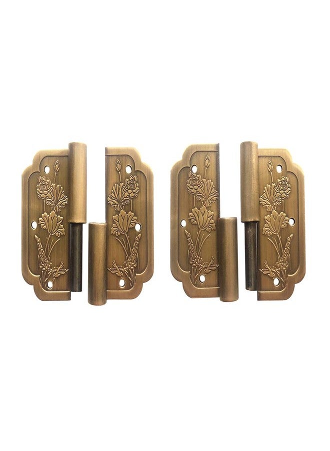 Tiazza 4Pcs Antique Pure Brass Hinges Furniture Cabinet Drawer Double Door Removable Hinges - Image 4
