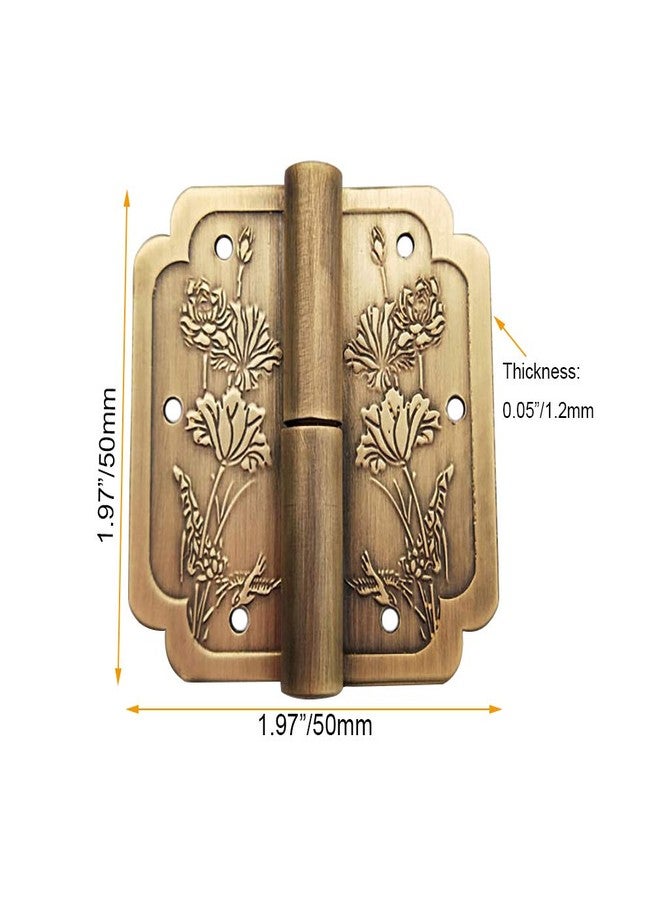 Tiazza 4Pcs Antique Pure Brass Hinges Furniture Cabinet Drawer Double Door Removable Hinges - Image 3