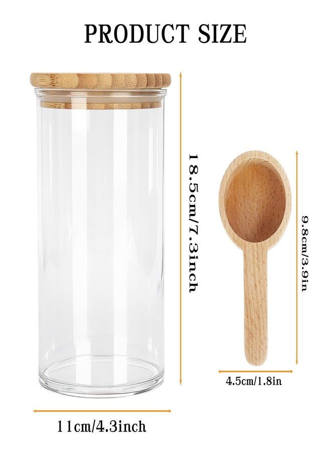 Klmnop 1200ML/42OZ Acrylic Bath Salt Jar with Wooden Scoop, Bath Salt Container with Sealing Lid for Bathroom Kitchen Storage Salt Candy Tea(Clear, Style 2) - Image 2