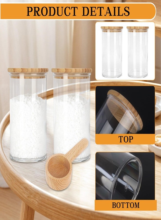 Klmnop 1200ML/42OZ Acrylic Bath Salt Jar with Wooden Scoop, Bath Salt Container with Sealing Lid for Bathroom Kitchen Storage Salt Candy Tea(Clear, Style 2) - Image 3