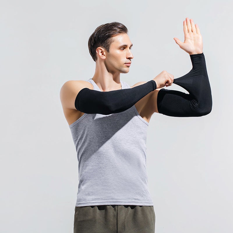Mens Oversize Sun Protection Arm Sleeves regular no finger black 