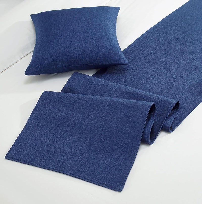 Mengersi Solid Bed Runner Scarf Protector Slipcover Bed Decorative Scarf for Bedroom Hotel Wedding Room (Full/Queen, Navy) - Image 3