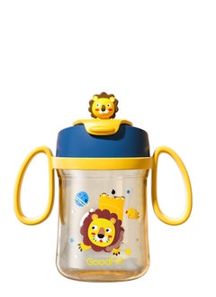 Kids Water Bottle with Straw, 350ML Measurement Handle BPA-Free for School, Children's Suction Nozzle Plastic Scale Cup Portable Pop Up Cover Learning Drinking Straw