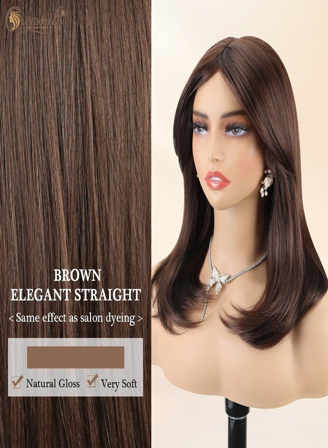 Creamily Synthetic Short Bob Wigs for Women Full Head,Brown Hair Wig for Woman Natural Looking Women Wigs for Diwali/Daily/Party (Chestnut Brown,16 Inch) - Image 5