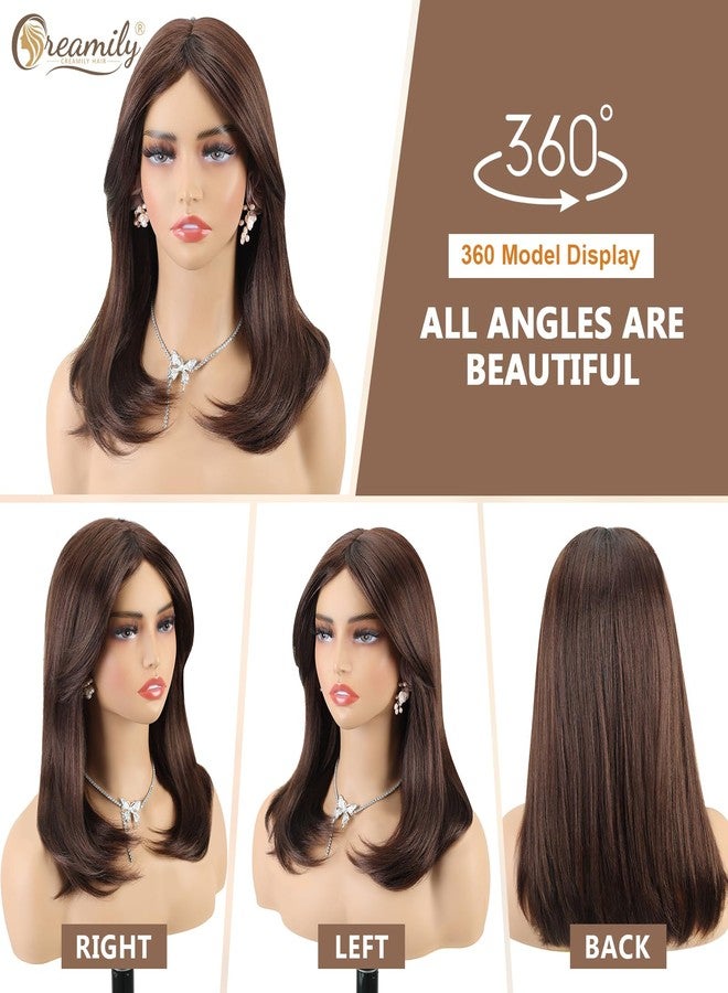 Creamily Synthetic Short Bob Wigs for Women Full Head,Brown Hair Wig for Woman Natural Looking Women Wigs for Diwali/Daily/Party (Chestnut Brown,16 Inch) - Image 2