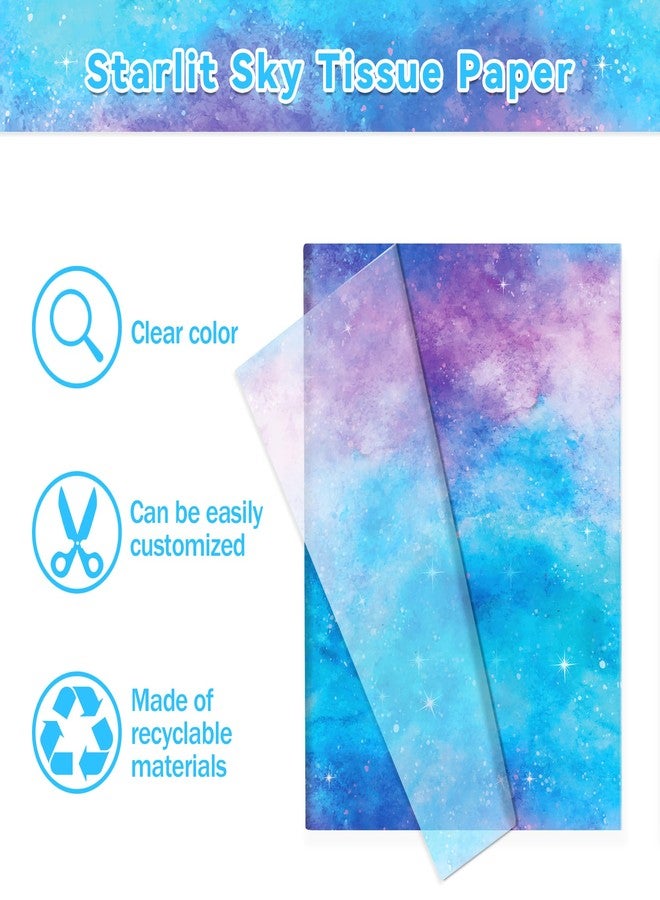 MOZUI 50 Sheets 20x14 Inch Pink-Blue Gradient Tissue Paper Bulk, Pastel Turquoise Starry Sky Galaxy Gift Wrapping Tissue for Baby Shower, Birthday, Wedding, Christmas, DIY Gift Packaging, Bouquet Wrapping - Image 2