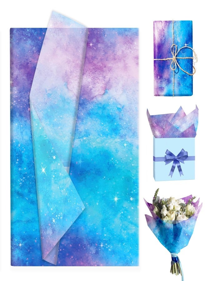 MOZUI 50 Sheets 20x14 Inch Pink-Blue Gradient Tissue Paper Bulk, Pastel Turquoise Starry Sky Galaxy Gift Wrapping Tissue for Baby Shower, Birthday, Wedding, Christmas, DIY Gift Packaging, Bouquet Wrapping - Image 1
