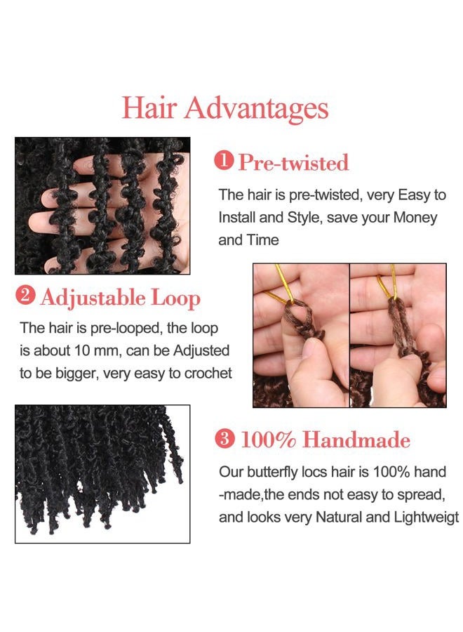 Leeven 12 بوصة ضفائر فراشة مشغولة مسبقًا قصيرة بوب ضفائر متضررة 6 عبوات ضفائر مزيفة مشغولة مسبقًا للنساء (12 بوصة، 1B#) - Image 3