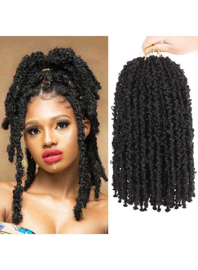 Leeven 12 بوصة ضفائر فراشة مشغولة مسبقًا قصيرة بوب ضفائر متضررة 6 عبوات ضفائر مزيفة مشغولة مسبقًا للنساء (12 بوصة، 1B#) - Image 1