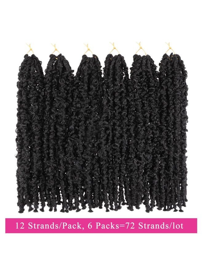 Leeven 12 بوصة ضفائر فراشة مشغولة مسبقًا قصيرة بوب ضفائر متضررة 6 عبوات ضفائر مزيفة مشغولة مسبقًا للنساء (12 بوصة، 1B#) - Image 5