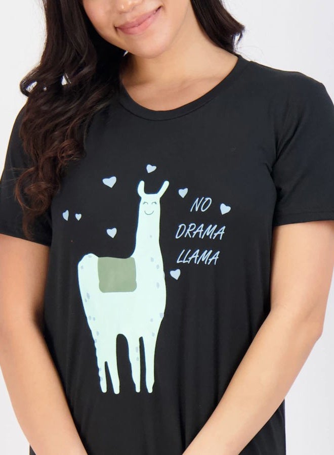 REALESSENTIALS عبوة 3: قمصان نوم قصيرة الأكمام مطبوعة من البامبو للنساء للبالغات، قميص نوم ناعم، قمصان نوم، فساتين منزلية، ملابس نوم، بيجامة، مجموعة 10، XL - Image 3