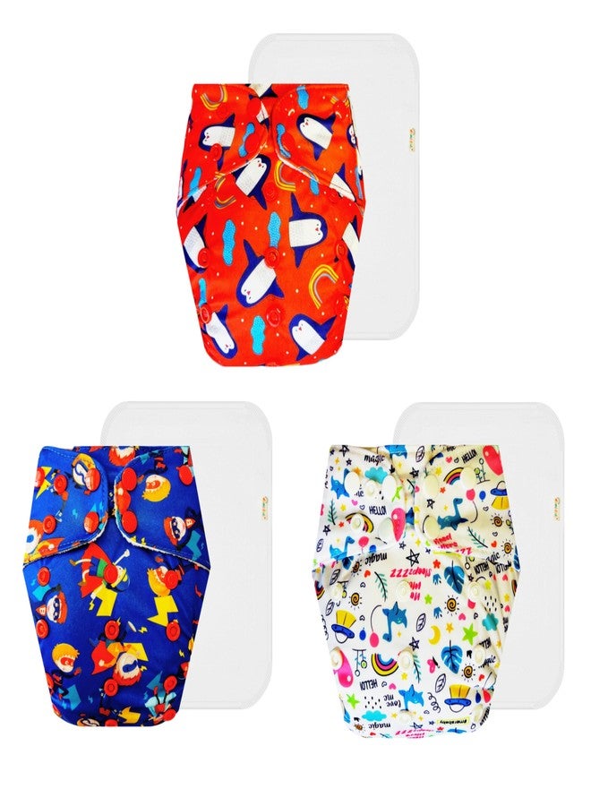 Dumbledo Premium Cloth Diaper with Cotton Insert (Pack of 3) | Snug Fit | Reusable & Washable | Quick Dry | Ideal for Toddlers | 3 Months - 3 Years | Unisex Baby - Image 1