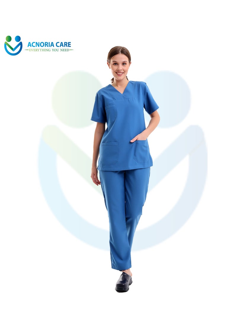 ACNORIA CARE Women's Medical Scrubs Consisting Of Two Pieces Blouse And Pants 25% Viscose 75% Polyester Blue Color - Size XXL - From Acnoria Care - Image 1