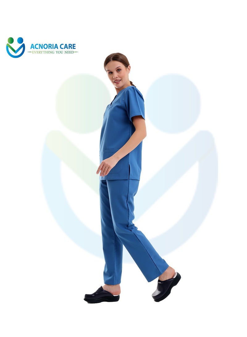 ACNORIA CARE Women's Medical Scrubs Consisting Of Two Pieces Blouse And Pants 25% Viscose 75% Polyester Blue Color - Size XXL - From Acnoria Care - Image 3