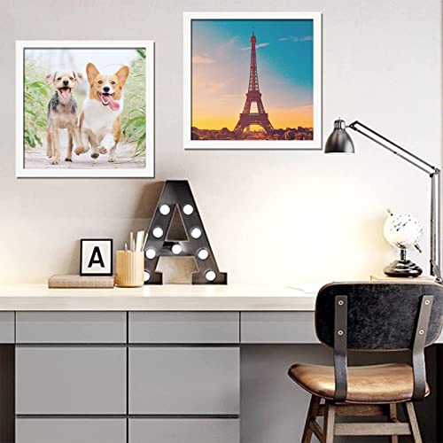 icariery 12x12 Picture Frame Set of 2, White Square Photo Frames High Transparent Wall Gallery Desktop Horizontal Vertical for Canvas Collage Photo Poster Certificate 12 x 12 inches - Image 4