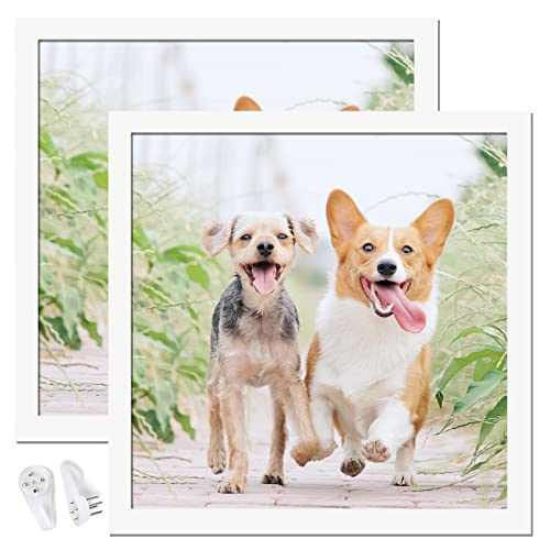 icariery 12x12 Picture Frame Set of 2, White Square Photo Frames High Transparent Wall Gallery Desktop Horizontal Vertical for Canvas Collage Photo Poster Certificate 12 x 12 inches - Image 1