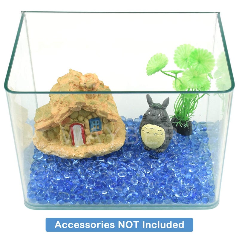 WAYBER Glass Stones, 1Lb/460g Irregular Sea Glass Pebbles Non-Toxic Artificial Gemstones for Vase Filler/Terrarium Aquarium Turtle Tank Decoration/Handmake Artwork, Light Blue - Image 3