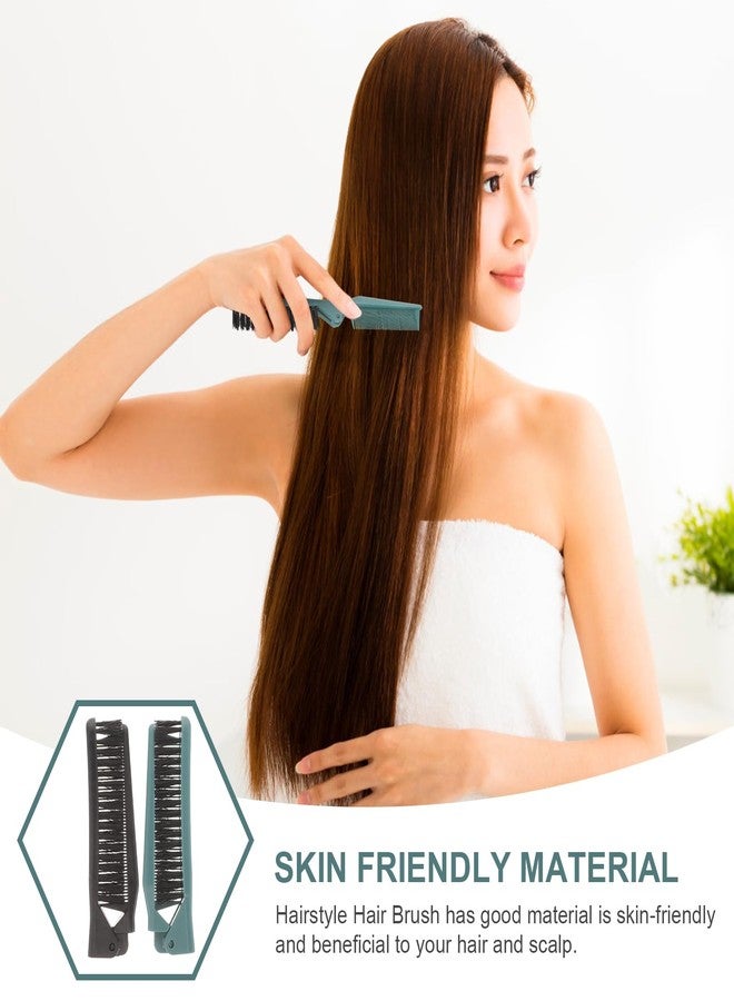 Healeved 2pcs Double Teeth Folding Comb for Teasing and Hair Braiding - Collapsible Pocket Brush for Salon Styling, Portable for Men and Women - Image 2