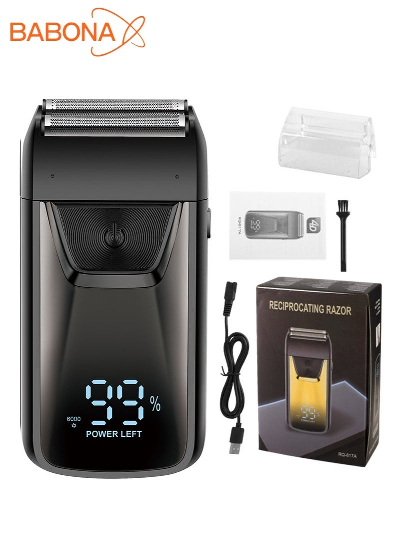بابونا ماكينة حلاقة رجالية، ماكينة حلاقة كهربائية لاسلكية، ماكينة حلاقة للصلع، ماكينة قص الشعر، ماكينة حلاقة للرجال (أسود) - Image 1