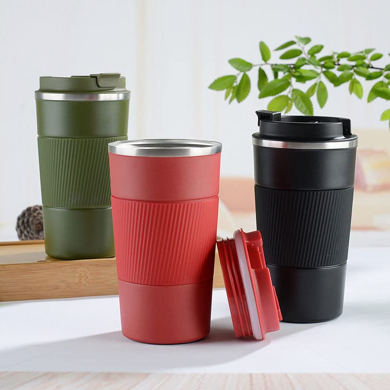 Wosta Insulated Travel Coffee Mug 2.0 | Double Wall Vacuum Stainless Steel Fat-Bottomed Coffee Cup Tumbler with Spill Proof Flip Lid for Hot and Ice Beverages (Red Color, 510 Ml) - Image 5