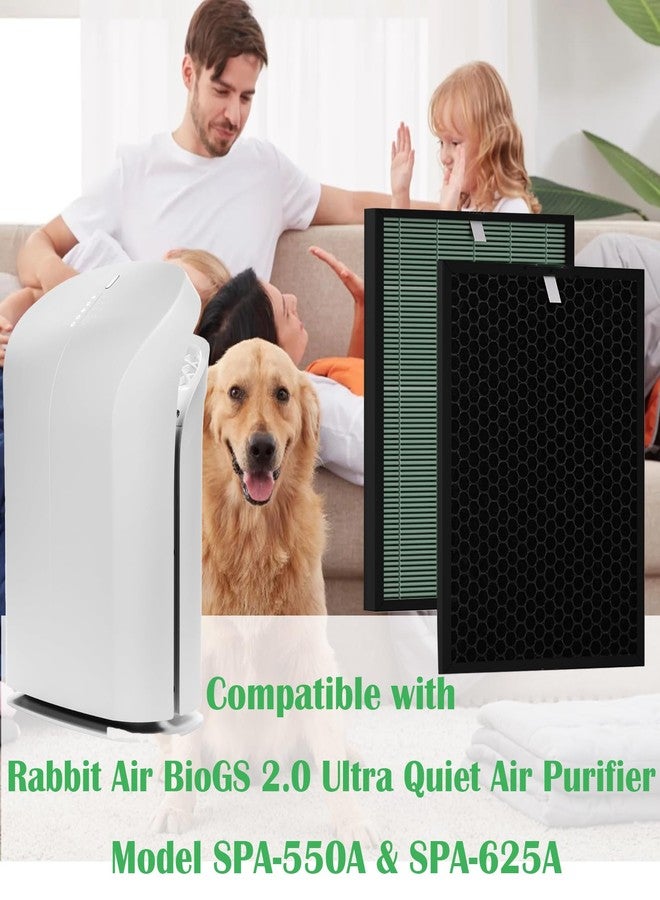 DAODEFUL BioGS 2.0 Replacement Filter Kit Compatible with Rabbit Air SPA-550A & SPA-625A – 2 Set HEPA & Activated Carbon Filters | Captures Dust Odors for Home Large Room Pet Owner – 12–18 Month Supply - Image 2