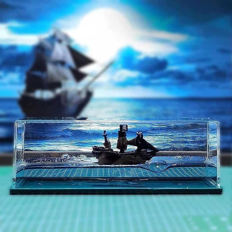 Chilifuli Cruise Ship Fluid Drift Bottle, Unsinkable Boat in a Box, Titanic Model Liquid Wave Decoration, That No Longer Sinks Toy, for Car Display Cases and Gifts-A - Image 2
