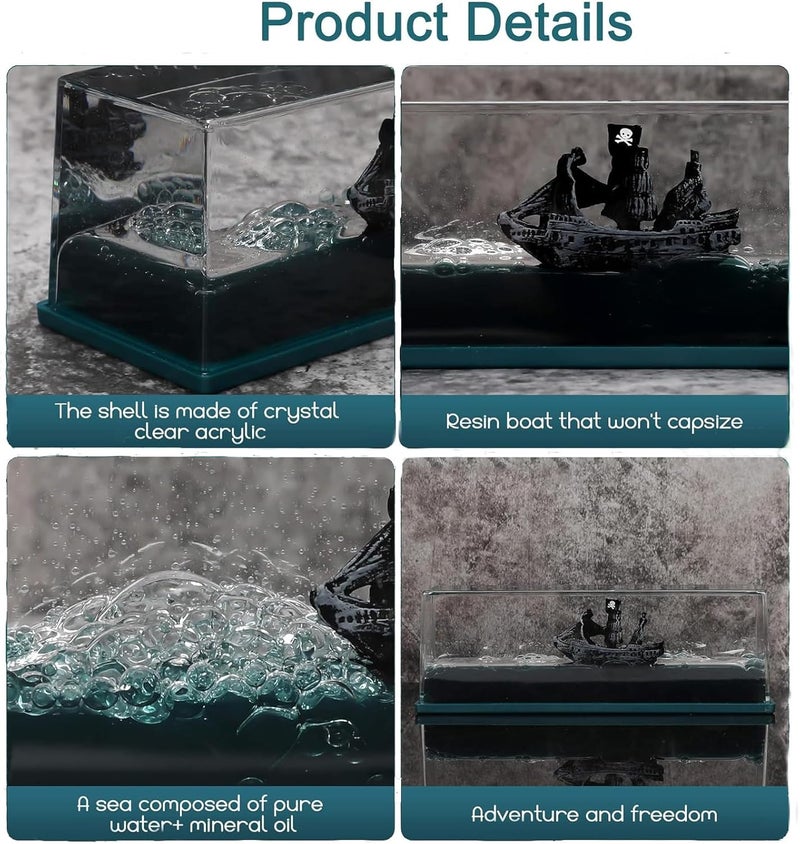 Chilifuli Cruise Ship Fluid Drift Bottle, Unsinkable Boat in a Box, Titanic Model Liquid Wave Decoration, That No Longer Sinks Toy, for Car Display Cases and Gifts-A - Image 3