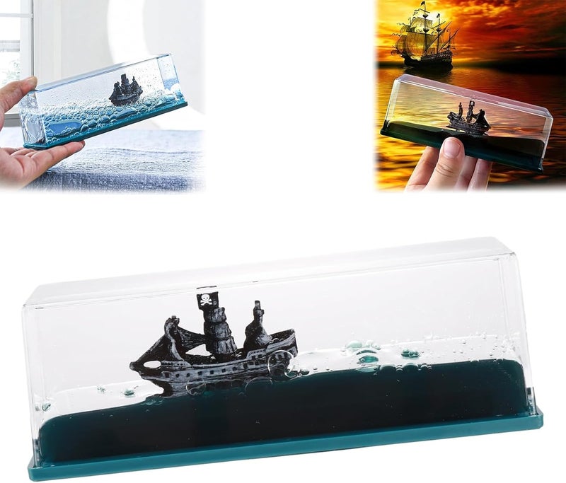Chilifuli Cruise Ship Fluid Drift Bottle, Unsinkable Boat in a Box, Titanic Model Liquid Wave Decoration, That No Longer Sinks Toy, for Car Display Cases and Gifts-A - Image 1